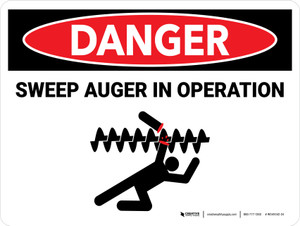 Danger: Sweep Auger In Operation Landscape - Wall Sign