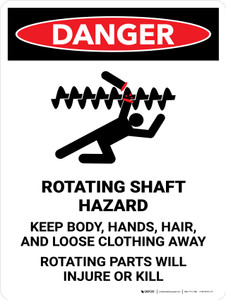 Danger: Rotating Shaft Hazard Keep Body Portrait - Wall Sign