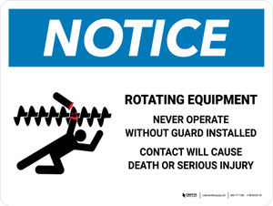 Notice: Rotating Equipment Landscape - Wall Sign