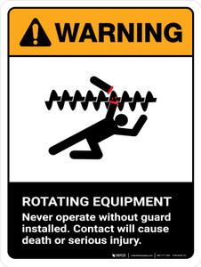 Warning: Ansi Rotating Equipment Portrait - Wall Sign
