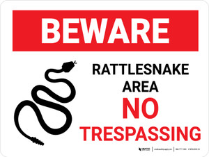 Beware: Rattlesnakes No Trespassing Landscape - Wall Sign