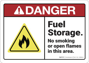 Danger: Fuel Storage No Smoking Or Open Flame - Wall Sign Danger: Fuel Storage No Smoking Or Open Flame - Wall Sign
