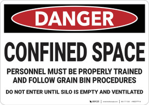 Danger: Confined Space Properly Trained Personnel - Wall Sign