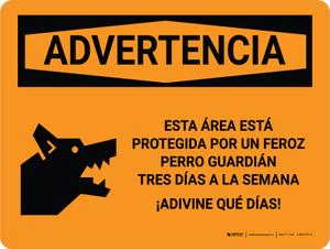 Warning: This Area Is Protected By A Vicious Guard Dog Spanish Landscape - Wall Sign