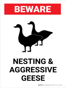 Beware: Nesting And Aggressive Geese Landscape - Wall Sign