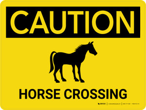 Caution: Horse Crossing with Icon Landscape - Wall Sign