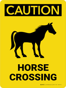 Caution: Horse Crossing with Icon Portrait - Wall Sign Caution: Horse Crossing with Icon Portrait - Wall Sign
