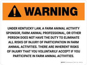 Warning: Kentucky Farm Animal Activity Sponsor Landscape - Wall Sign
