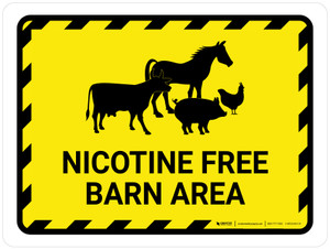 Nicotine Free Barn Area With Animal Icons Landscape - Wall Sign