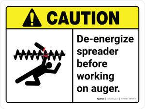 Caution: De-Energize Spreader Before Working on Auger ANSI Landscape - Wall Sign