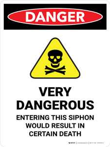 Danger: Very Dangerous - Entering This Siphon Would Result in Certain Death with Hazard Icon Portrait - Wall Sign