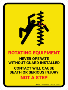 Rotating Equipment - Never Operate Without Guard Installed Portrait - Wall Sign