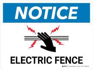 Notice: Electric Fence with Icon Landscape - Wall Sign
