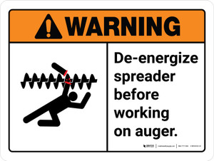 Warning: Ansi De-Energize Spreader Before Working Landscape - Wall Sign