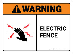 Warning: Ansi Electric Fence Landscape - Wall Sign