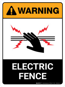 Warning: Ansi Electric Fence Portrait - Wall Sign