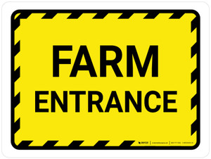 Farm Entrance with Hazard Lines Landscape - Wall Sign
