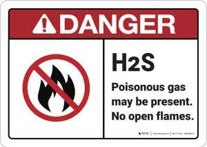 Danger: Hydrogen Sulfide May Be Present ANSI - Wall Sign
