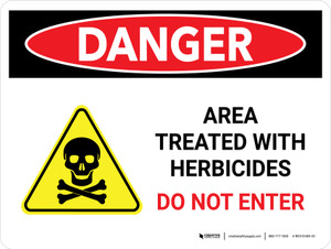 Danger: Area Treated With Herbicides - Do Not Enter Landscape - Wall Sign