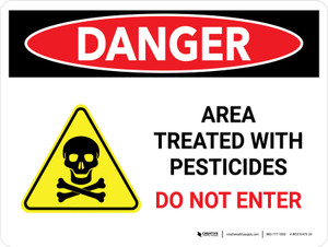 Danger: Area Treated With Pesticides - Do Not Enter Landscape - Wall Sign