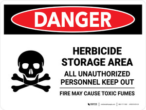 Danger: Herbicide Storage Area All Landscape - Wall Sign