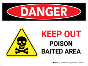 Danger: Keep Out Poison Baited Area Landscape - Wall Sign