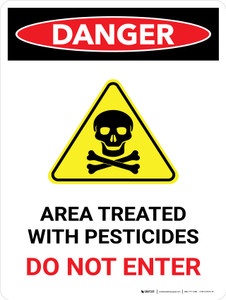 Danger: Area Treated With Pesticides Do Portrait - Wall Sign