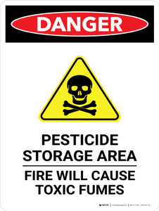 Danger: Pesticide Storage Area Fire Portrait - Wall Sign