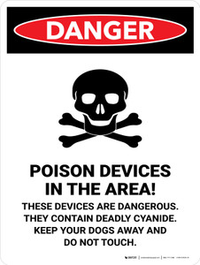 Danger: Poison Devices In The Area Portrait - Wall Sign