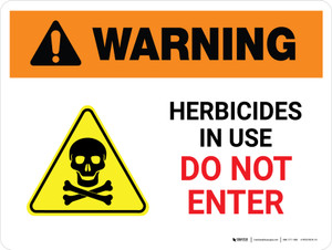 Warning: Herbicides In Use Do Not Enter with Hazard Icon Landscape - Wall Sign