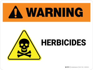 Warning: Herbicides with Hazard Icon Landscape - Wall Sign