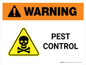 Warning: Pest Control with Hazard Icon Landscape - Wall Sign