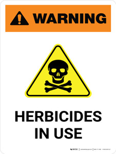 Warning: Herbicides In Use with Hazard Icon Portrait - Wall Sign