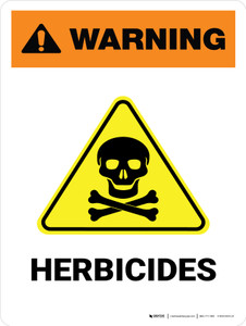 Warning: Herbicides with Hazard Icon Portrait - Wall Sign