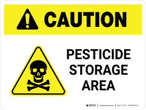 Caution: Pesticide Storage Area with Hazard Icon Landscape - Wall Sign