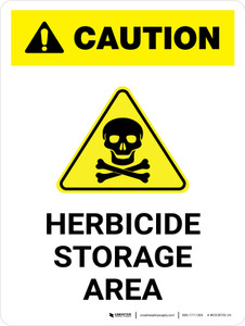 Caution: Herbicide Storage Area with Hazard Icon Portrait - Wall Sign