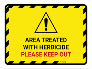 Area Treated With Herbicide with Hazard Icon Landscape - Wall Sign