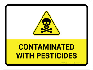 Contaminated With Pesticides with Hazard Icon Landscape - Wall Sign
