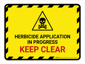 Herbicide Application In Progress - Keep Clear Hazard Lines with Icon Landscape - Wall Sign