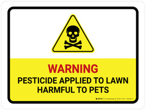 Pesticide Applied To Lawn with Hazard Icon Landscape - Wall Sign