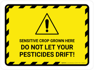 Sensitive Crop Grown Here Hazard Lines with Icon Landscape - Wall Sign