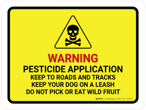Warning - Pesticide Application with Hazard Icon Landscape - Wall Sign