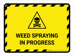 Weed Spraying In Progress Hazard Lines with Icon Landscape - Wall Sign