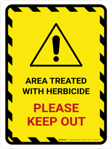 Area Treated With Herbicide - Please Keep Out Hazard Lines with Icon Portrait - Wall Sign