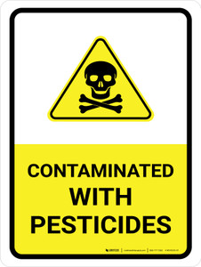 Contaminated With Pesticides with Hazard Icon Portrait - Wall Sign