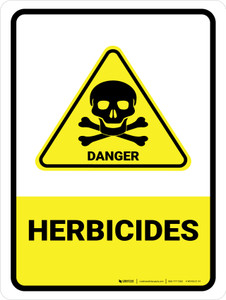 Herbicides with Danger Hazard Icon Portrait - Wall Sign