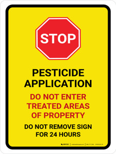 Stop: Pesticide Application - Do Not Enter Treated Area Portrait - Wall Sign
