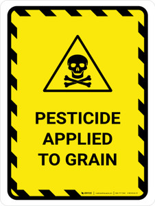 Pesticide Applied To Grain Hazard Lines with Icon Portrait - Wall Sign