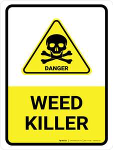 Weed Killer with Hazard Icon Portrait - Wall Sign