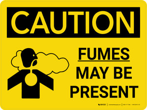 Caution: Fumes May Be Present Landscape With Icon - Wall Sign